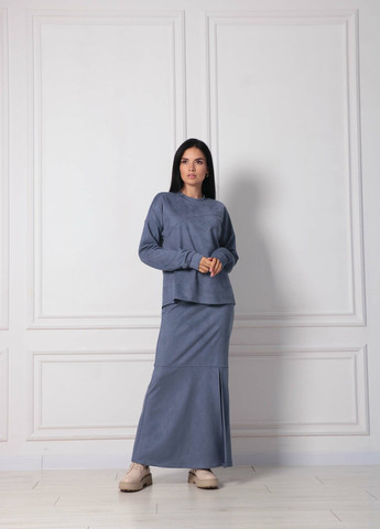 Темно-голубая кэжуал однотонная юбка Ри Мари