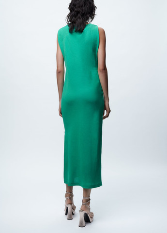 Зеленое праздничный платье Zara однотонное