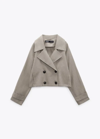 Серый женский жакет Zara однотонный - демисезонный