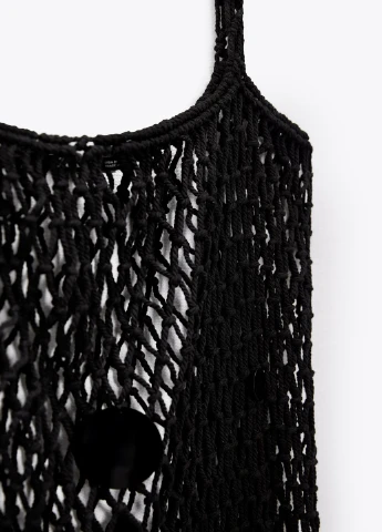 Чорна пляжна сукня Zara однотонна