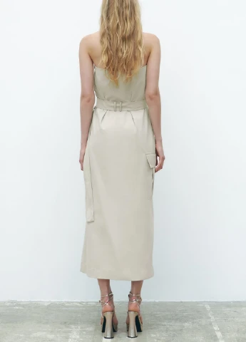 Песочное повседневный платье Zara однотонное