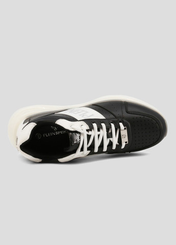 Черные демисезонные белые кроссовки из экокожи с логотипом Philipp Plein