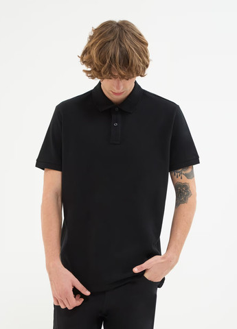 Черная футболка-поло муж для мужчин Terranova
