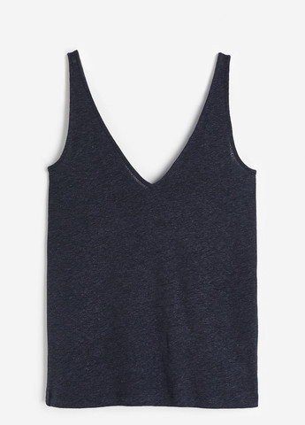 Топ H&M однотонный тёмно-синий кэжуал
