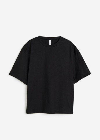 Чорна всесезон футболка вільного крою з коротким рукавом H&M Oversize