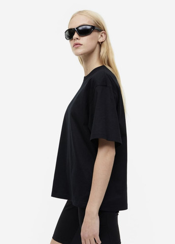 Чорна всесезон футболка вільного крою з коротким рукавом H&M Oversize