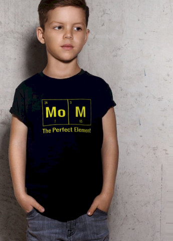 Черная демисезонная футболка детская черная "mom - the perfect element" Young&Free