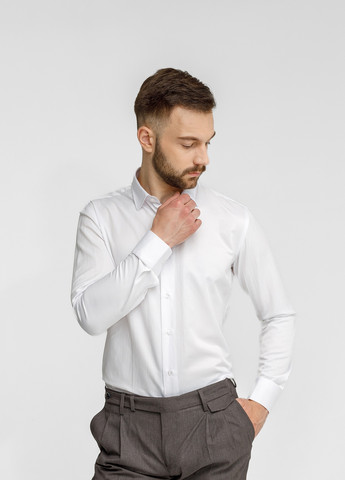 Белая кэжуал рубашка однотонная NAVI