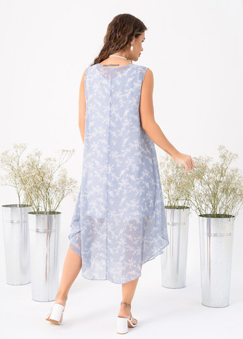 Сіра повсякденний сукня жіноча а-силует ISSA PLUS з квітковим принтом