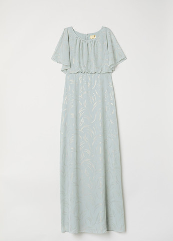 Светло-бирюзовое праздничный платье H&M с абстрактным узором
