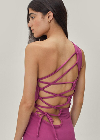Фіолетова кежуал облягаюча сукня міді зі шнурівкою ззаду Nasty Gal однотонна