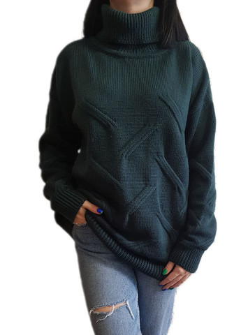 Темно-зеленый зимний удлиненный свитер Berta Lucci