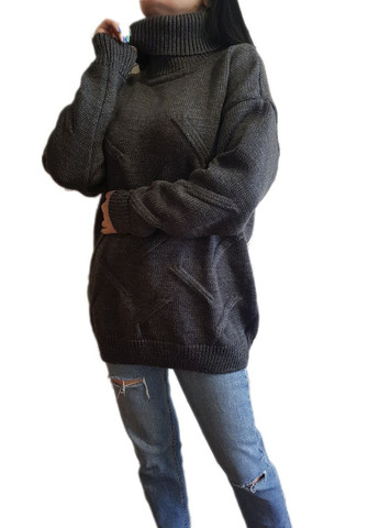 Графитовый зимний удлиненный свитер Berta Lucci