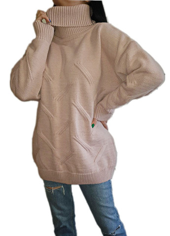 Пудровий зимовий подовжений светр Berta Lucci