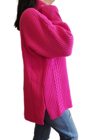 Фуксиновый демисезонный свитер с разрезами Berta Lucci