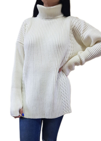 Молочный демисезонный свитер с разрезами Berta Lucci