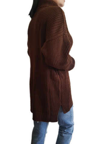 Коричневый демисезонный свитер с разрезами Berta Lucci