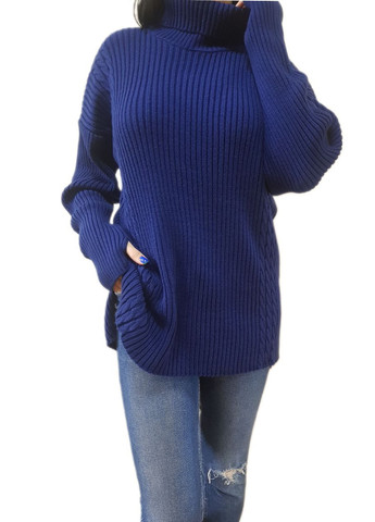 Синий демисезонный свитер с разрезами Berta Lucci