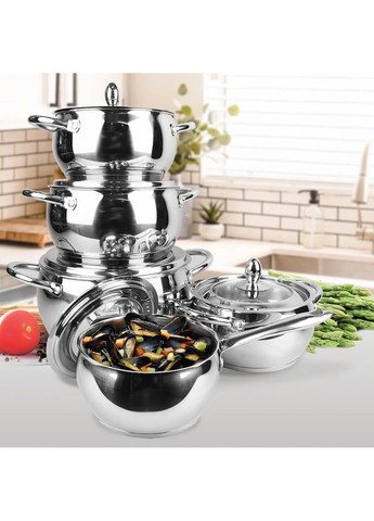 Набір посуду MR-3509-10 10 предметів срібний нержавіюча сталь Maestro (259447827)