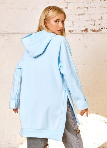 Блакитна повсякденний блакитна тепла сукня-толстовка з розрізами ISSA PLUS однотонна