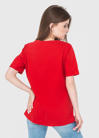 Красная летняя футболка женская с коротким рукавом Роза