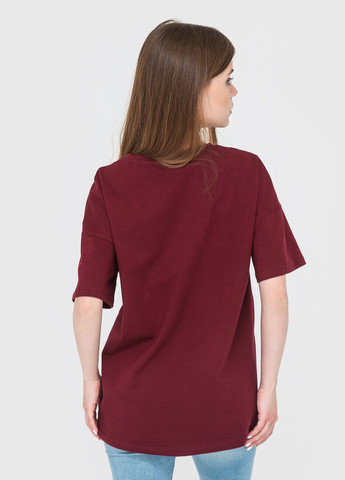 Бордовая летняя футболка женская с коротким рукавом Роза