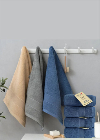 Lovely Svi набор полотенец махровых для рук и лица (хлопок) 4 шт в подарочном пакете размер: 34 на 72 см синий синий производство - Китай