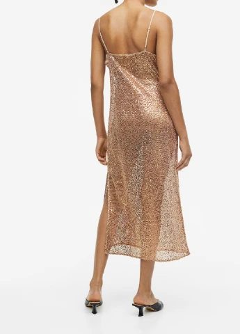 Бежевое коктейльное платье H&M однотонное