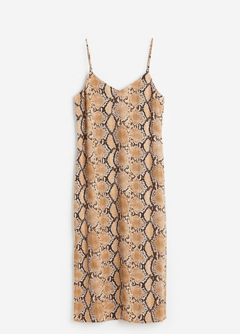 Коричневое кэжуал платье H&M змеиный
