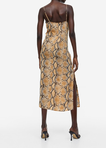 Коричневое кэжуал платье H&M змеиный
