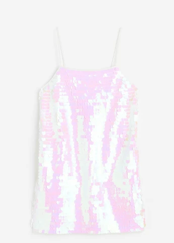 Розовое коктейльное платье H&M однотонное