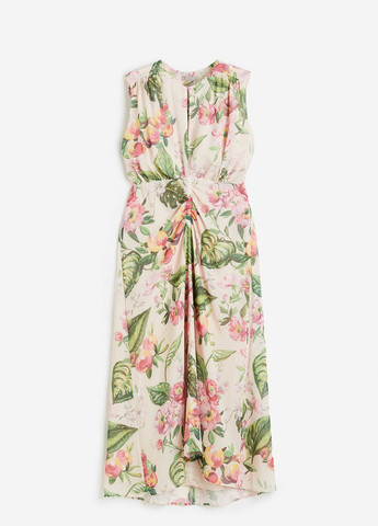 Світло-бежева кежуал сукня H&M з квітковим принтом