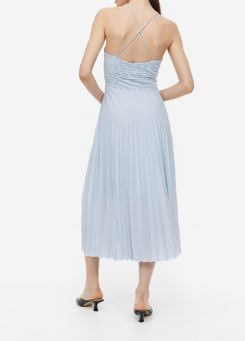 Голубое коктейльное платье H&M с рисунком