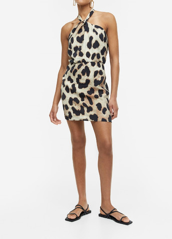 Молочное кэжуал платье H&M леопардовый