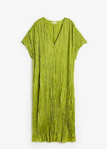 Оливковое кэжуал платье H&M однотонное