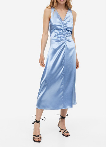 Блакитна коктейльна сукня H&M однотонна