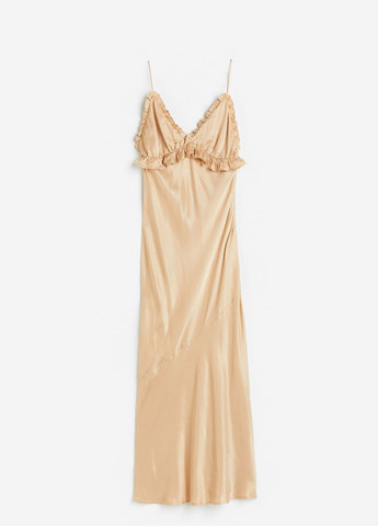 Бежевое кэжуал платье H&M однотонное