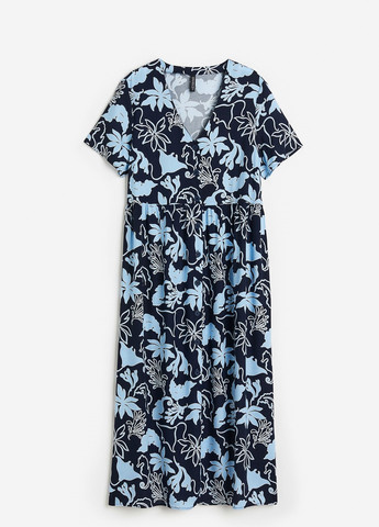 Темно-синее кэжуал платье H&M с цветочным принтом