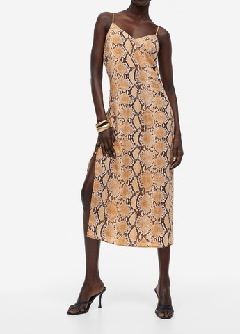 Коричневое кэжуал платье H&M змеиный