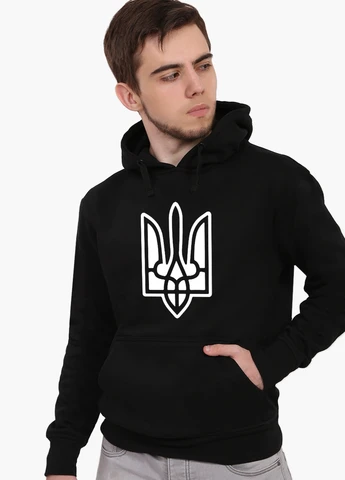 Худи мужской Трезубец (9225-3735) Черный MobiPrint (259519940)