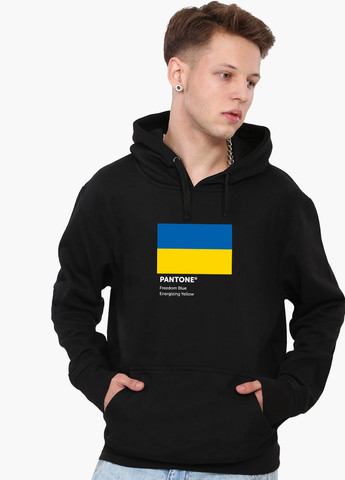 Худи мужской Украина Пантон (9225-3758) Черный MobiPrint (259519945)
