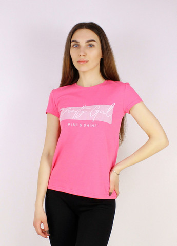 Розовая всесезон футболка женская хлопковая с коротким рукавом NEL