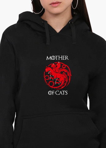 Худі жіночий Мати котів (Mother Of Cats) (8921-2015) Чорний MobiPrint (259519817)
