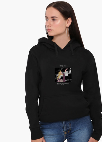 Худі жіночий Спляча красуня у винному льоху (8921-1432) Чорний MobiPrint (259519951)