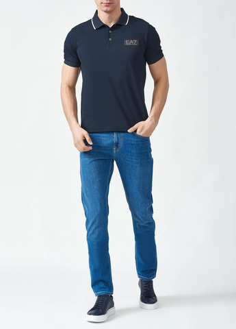 Синяя футболка-поло для мужчин EA7