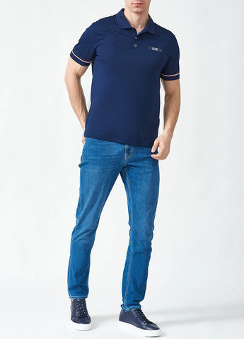 Синяя футболка-поло для мужчин EA7