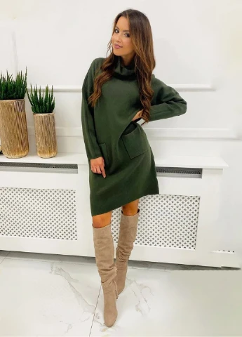 Зеленое кэжуал платье Exclusive однотонное