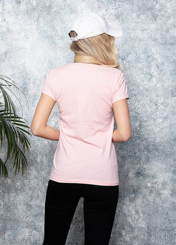 Розовая летняя розовая трикотажная футболка с лаконичным принтом Magnet