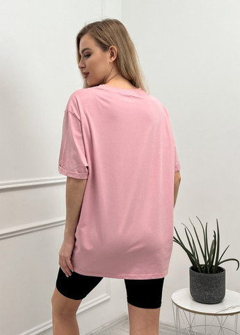 Розовая летняя розовая оверсайз футболка с молодежным принтом Magnet