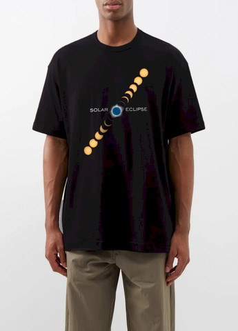 Чорна футболка oversize чоловіча чорна "cонячне затемнення" Trace of Space